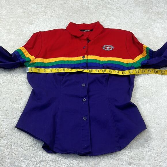 Y2K Asphalt Cowgirl Rainbow button down western shirt, size small - Picture 5 of 12